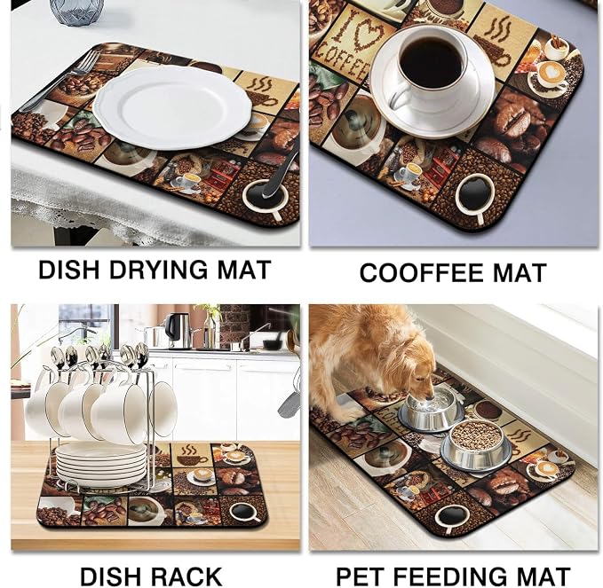 Coffee Bar Mat Accessories for Countertop Super Absorbent Anti-Slip Silicone - Image 4
