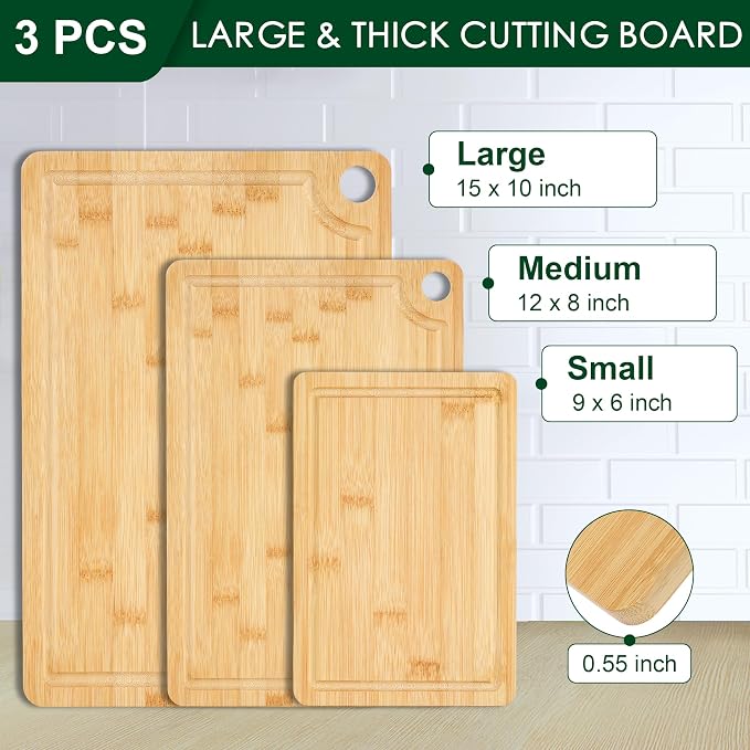 3PCS Bamboo Cutting Board Set - Image 2