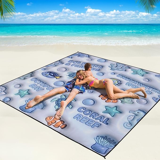 WIWIGO Beach Blanket Waterproof Sandproof Beach Mat 79" X 83"/10'x9'for 2-8 by WIWIGO