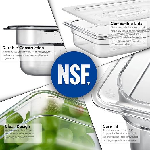 CURTA 6-Pack 1/3 Size 2.5" Deep NSF Polycarbonate Food Pans | Dishwasher & - Image 5