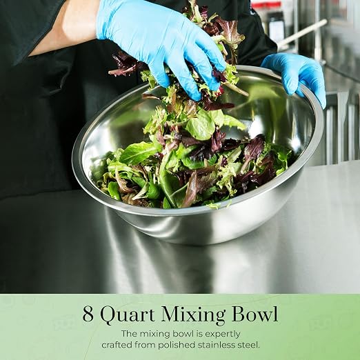 OCS Parts 8 Quart Mixing Bowl | 13.25-Inch Stainless Steel Professional Grade - Image 8