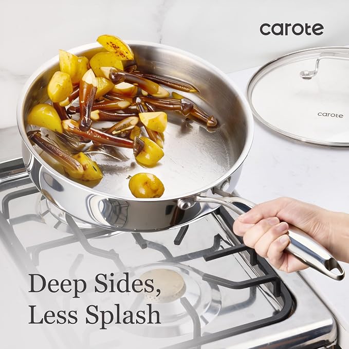 CAROTE 21pcs Tri-Ply Stainless Steel Cookware Set, Pots and Pans Set, Non Toxic - Image 5