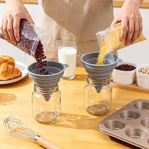 Kitchen Funnels for Filling Bottles, Silicone Small and Large Funnel Set - Image 2