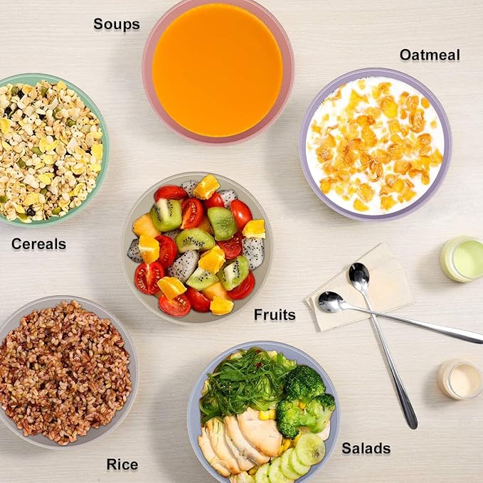 Wrova Wheat Straw Bowls Set 60 OZ Unbreakable Large Cereal Bowls Set of 6 - Image 7