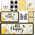 Fourluoo 10 Pcs Bee Kitchen Decor Set Honey Bee Dish Towels Rugs Oven Mitts and by Fourluoo