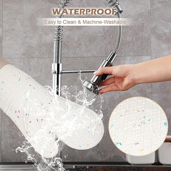 Extra Long Oven Mitts and Potholders 6Pcs Set, 500°F Heat Resistant Kitchen - Image 5