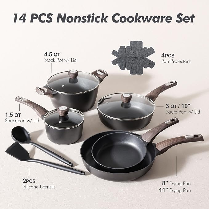 SENSARTE Pots and Pans Set Non stick, Non toxic Healthy Induction Cookware Sets - Image 3