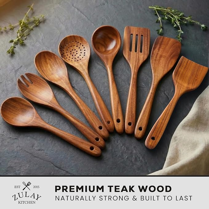 Zulay Kitchen Premium 8-Piece Wooden Spoons - Image 2