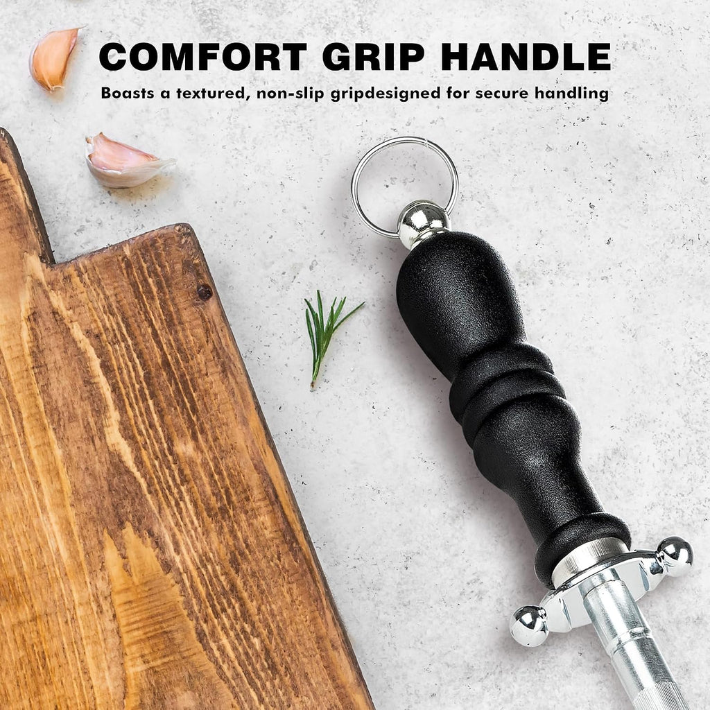 Knife Sharpener Rod, 12 Inch Carbon Steel Honing Rod for Kitchen