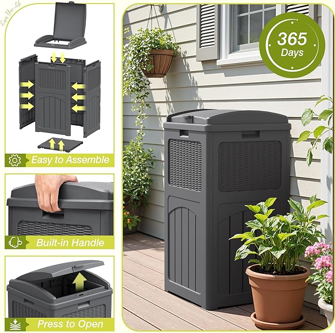 Greesum 33 Gallon Outdoor Trash Can - Image 4
