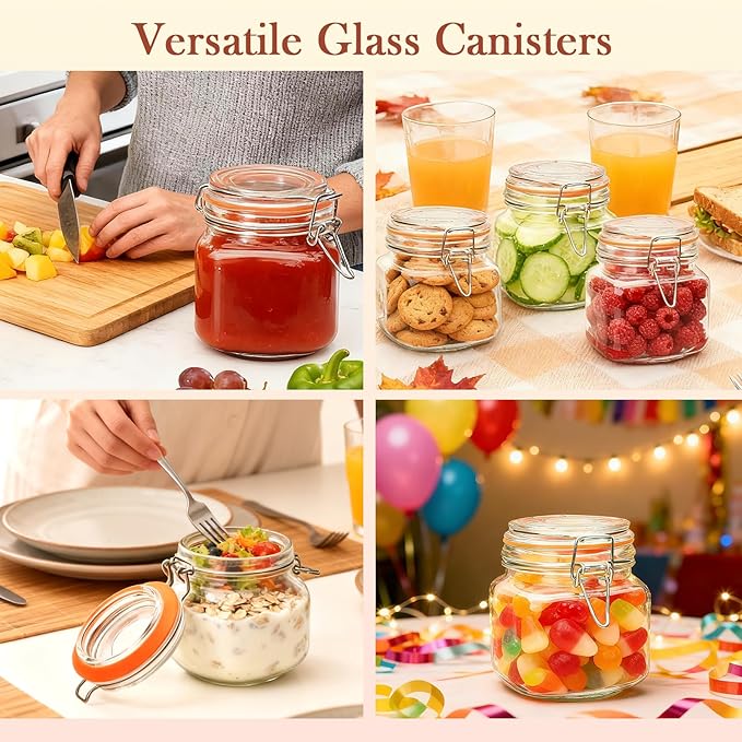 25 oz Glass Jars With Airtight Lids And Leak Proof Rubber Gasket, Wide Mouth - Image 6