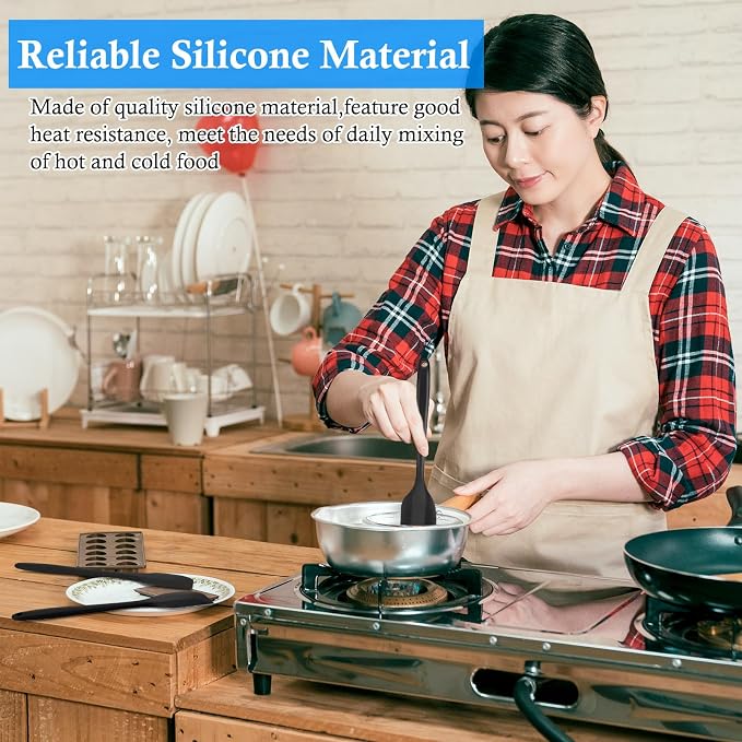 Shappy 4 Pieces Silicone Cooking Spoons 10.6 Inch Heat Resistant Kitchen Spoons - Image 4