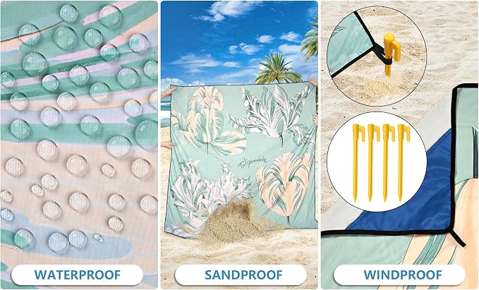 HIHOHO Beach Blanket Waterproof Sandproof Extra Large Beach Mat 79" X - Image 3