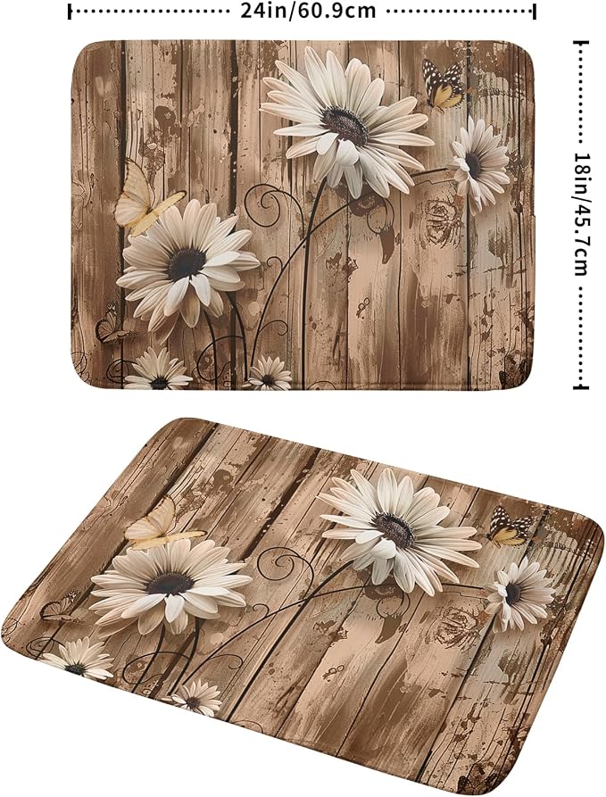 Summer Daisy Flowers Dish Drying Mat - Image 2