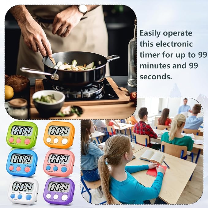 2 Pack Pack Digital Kitchen Timer Magnetic Digital Timer - Image 6
