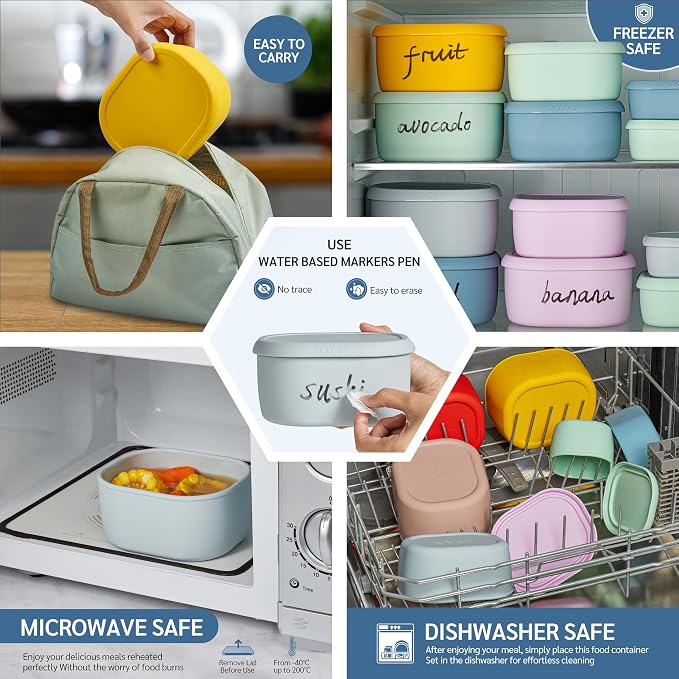 ISSEVE 12Pcs/Set Nesting Silicone Food Storage Containers - Image 6