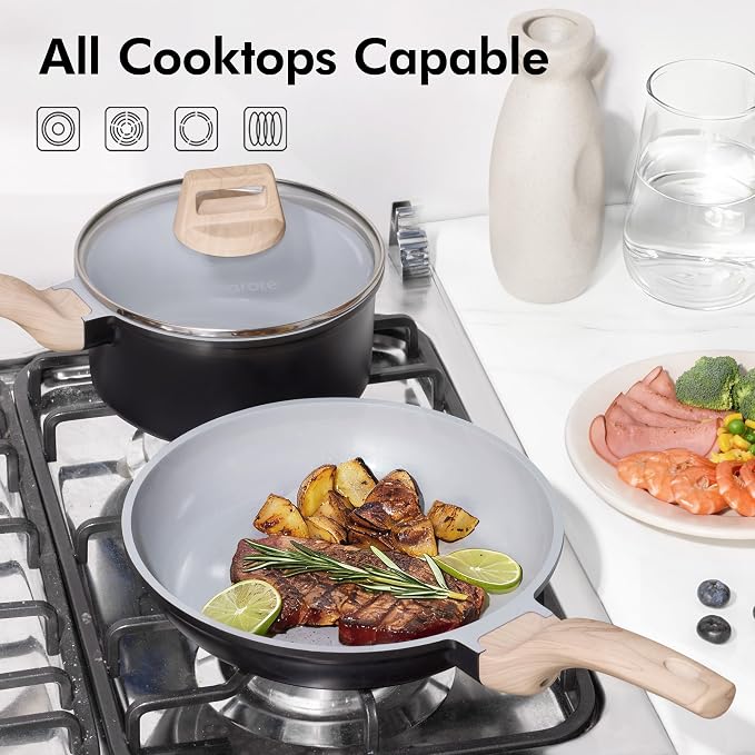 CAROTE 21pcs Pots and Pans Set Nonstick, Cookware Set Black Induction Kitchen - Image 6