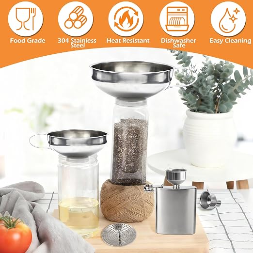 6 Pack Stainless Steel Canning Funnel - Image 3