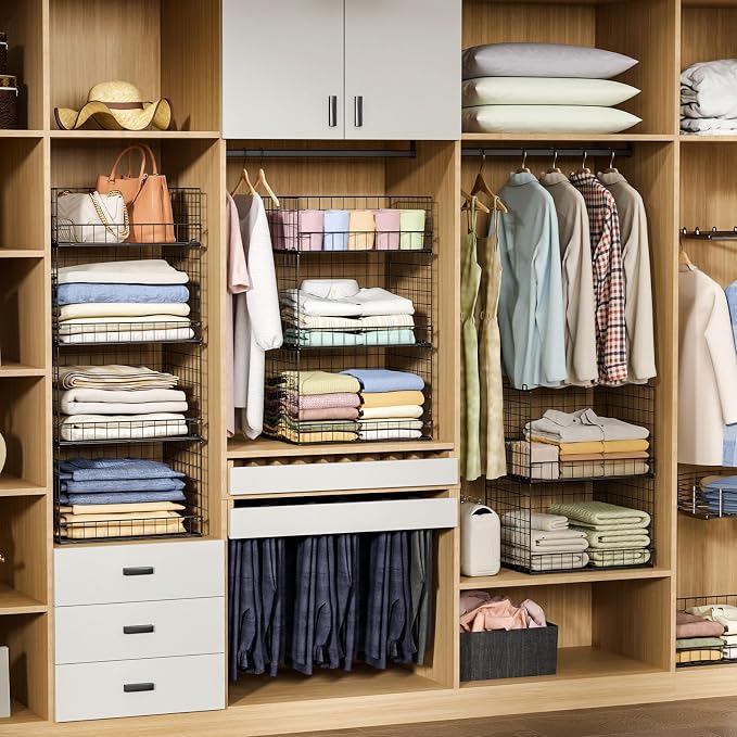 4 Tier Stackable Closet Organizers and Storage Shelves, Foldable Closet Shelf - Image 7