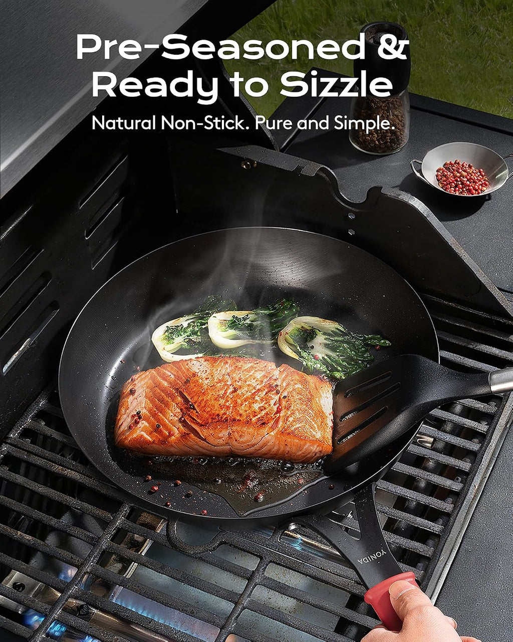 Carbon Steel Pan, 12 Inch Nonstick Frying Pan Skillet with Lid