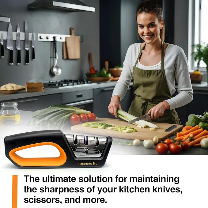 RESPECTED BRO 4-in-1 Knife and Scissors Sharpener, Premium Kitchen Knife - Image 8