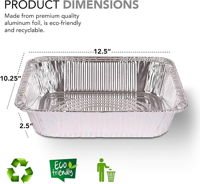 Stock Your Home Aluminum Pans 9x13 Disposable Foil Pans - Image 2