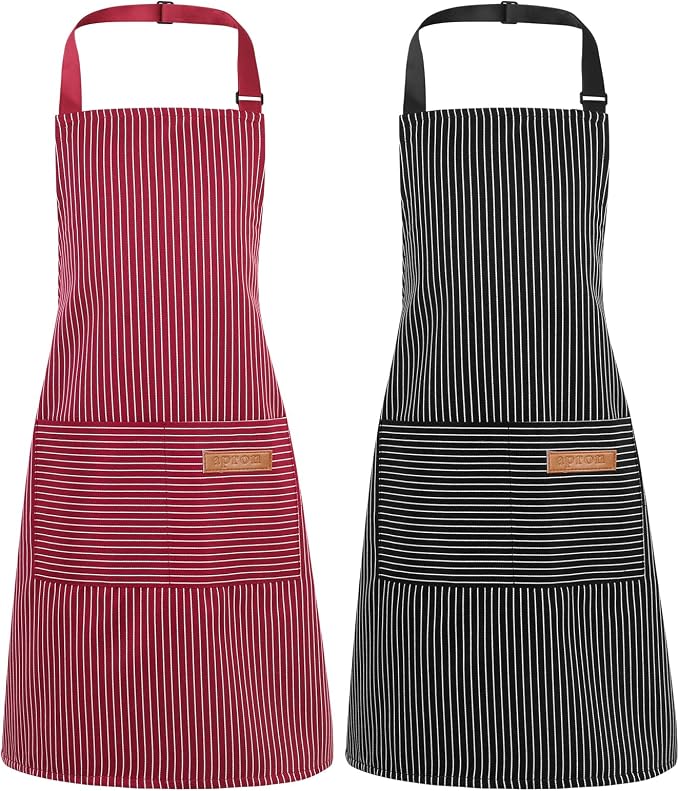 2 Pack Stripes Kids Apron, Kids Cooking Aprons by XLSXEXCL