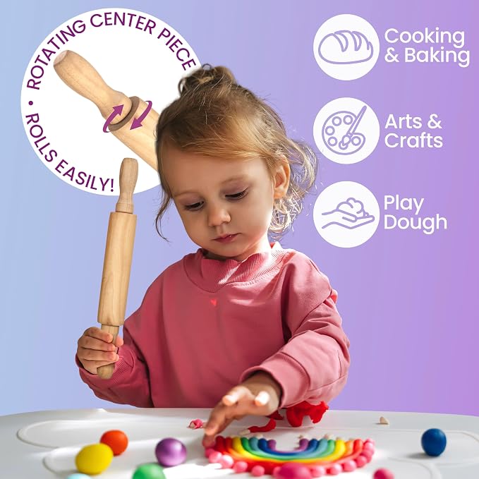 8-Inch Premium Kids Mini Rolling Pins Splinter-Free, Non-Stick Hardwood - Image 9