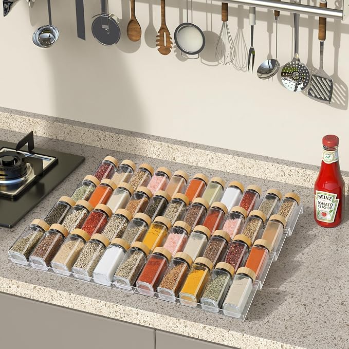 Suneerplay Spice Drawer Organizer 4 Tier, Acrylic Seasoning Organizer Rack - Image 6
