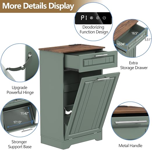 Single 10 Gallon Tilt Out Trash Can Cabinet - Image 2