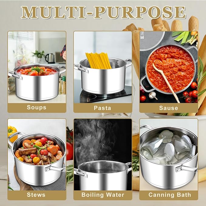 Leonyo Stainless Steel Stock Pot, 8 Quart Stock Pot - Image 5