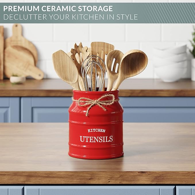 Barnyard Designs Ceramic Farmhouse Utensil Holder - Image 5