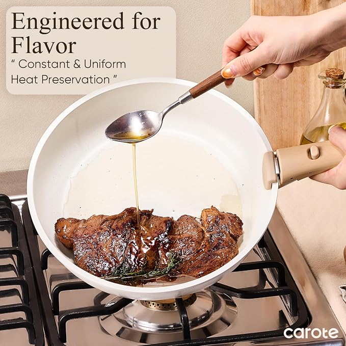 CAROTE 19pcs Pots and Pans Non Stick, Cookware Sets Detachable Handle, - Image 6