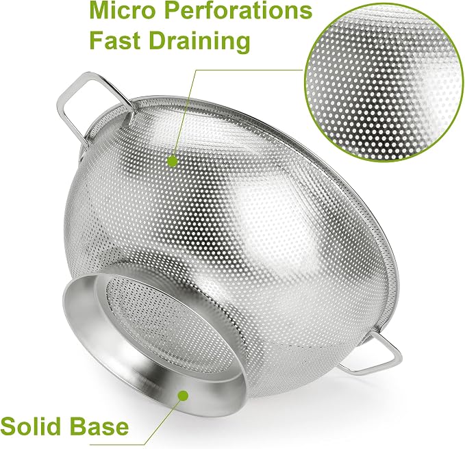 Gulex Colander Stainless Steel 3-Quart, Strainer - Image 3