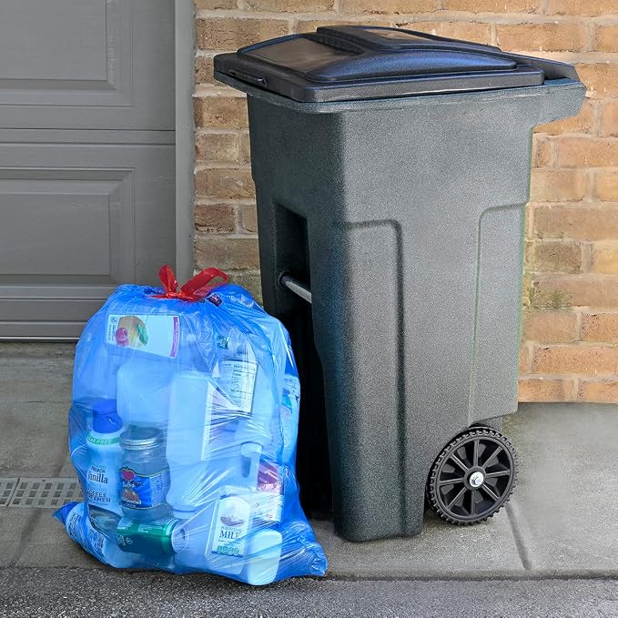 Amazon Basics Blue Recycling Drawstring Trash Bags, Tall Kitchen, 13 Gallon - Image 4