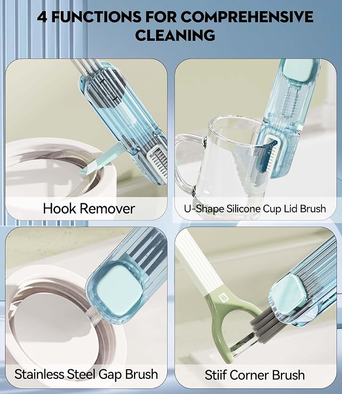 VIDONIO 4 in 1 Cup Lid Gap Cleaning Brush, Mutipurpose Tiny Silicone Cup Holder - Image 5