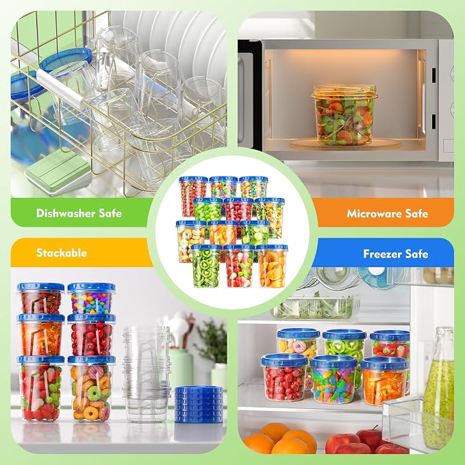 BiuLeon 12 Pack-34oz Freezer Storage Containers, Plastic Food Storage Containers - Image 4