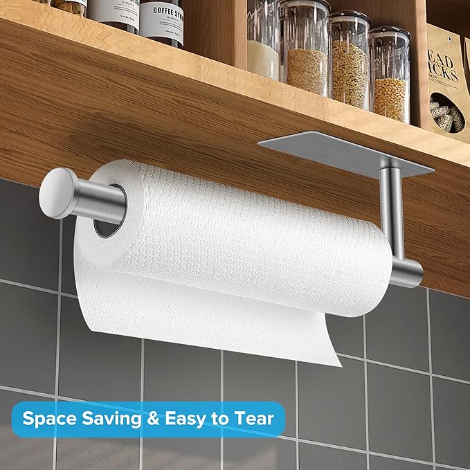 2nd Gen Paper Towel Holder Under Cabinet No Drilling, Self Adhesive or Drilling - Image 3