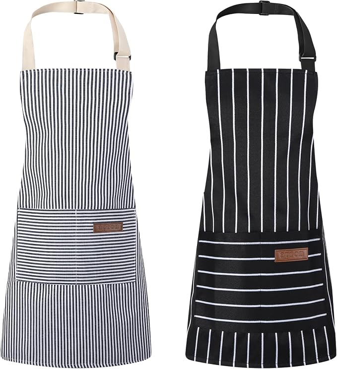 2 Pack Stripes Kids Apron, Kids Cooking Aprons by XLSXEXCL