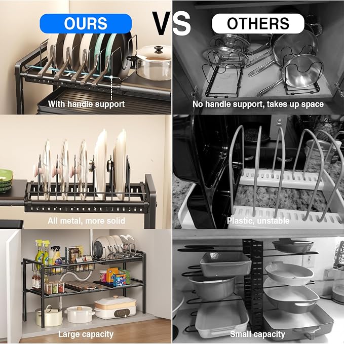 Mustorn Pots and Pans Organizer Under Cabinet, Expandable 2 Tier Under Sink - Image 5