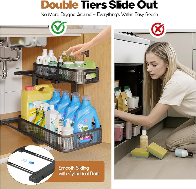 2 Pack 17.3IN-Depth Under Sink Organizer - Image 3