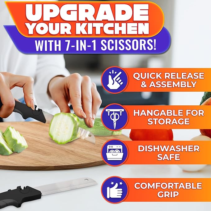Cutting Board Scissors for Food – 7-in-1 Kitchen Food Scissors - Image 4