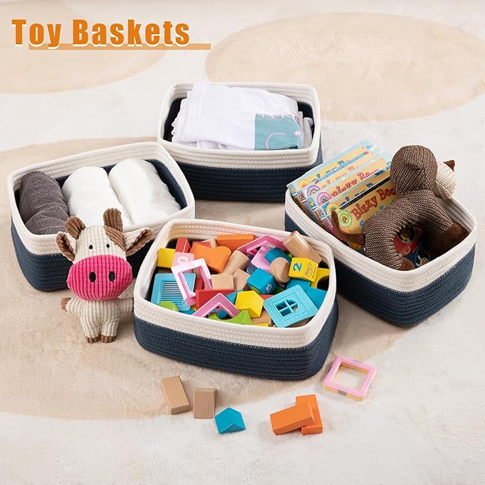 OIAHOMY 4 Pack Storage Baskets for Organizing, Small Bins for Shelves, Cute - Image 4