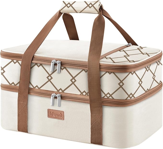 Lifewit Insulated Double Decker Casserole Carrier, Lasagna Lugger Holder by Lifewit
