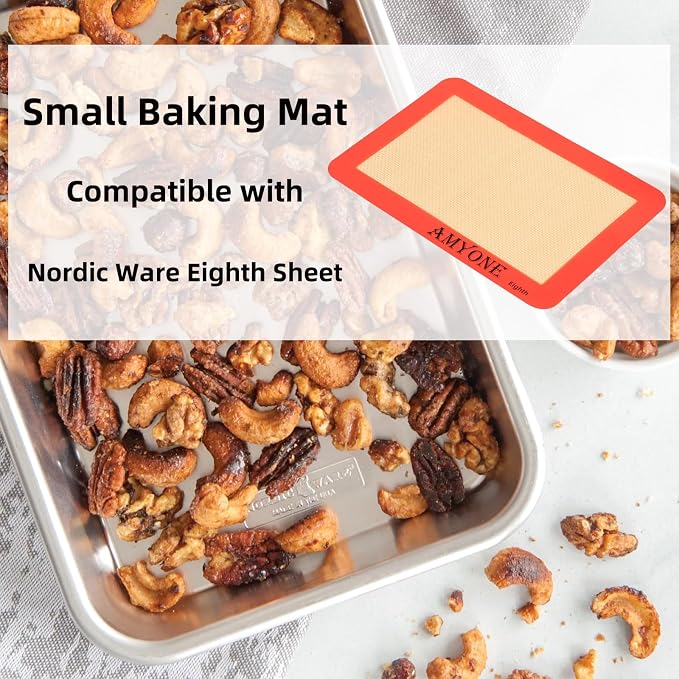 AMYONE Silicone Baking Mat for 1/8 Sheet Pan, Eighth Non-Stick Silicone Baking - Image 6