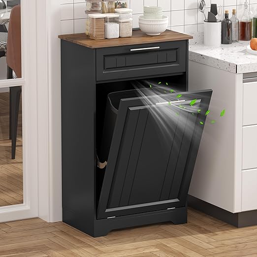 Single 10 Gallon Tilt Out Trash Can Cabinet by JMHDYG