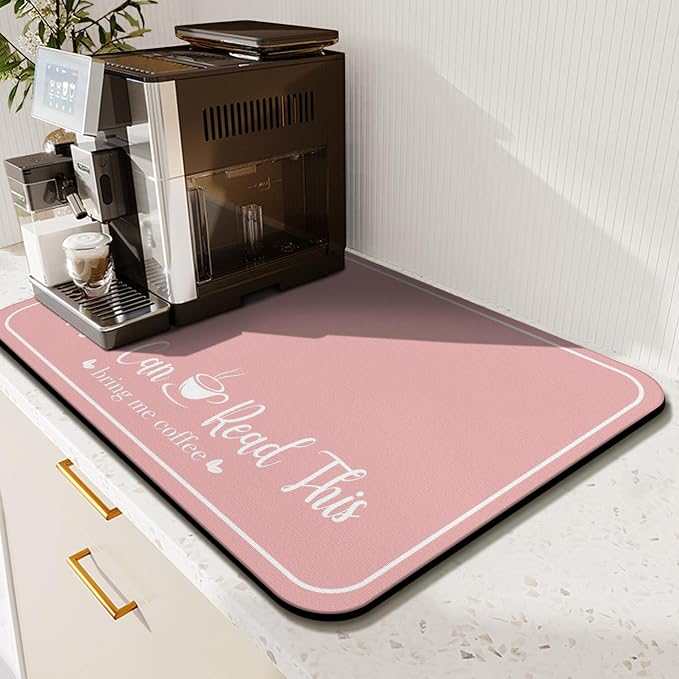 Coffee Bar Mat for Countertops 23inx15in, Absorbent Hide Stain Anti-Slip Cafe by Kuyig+Home