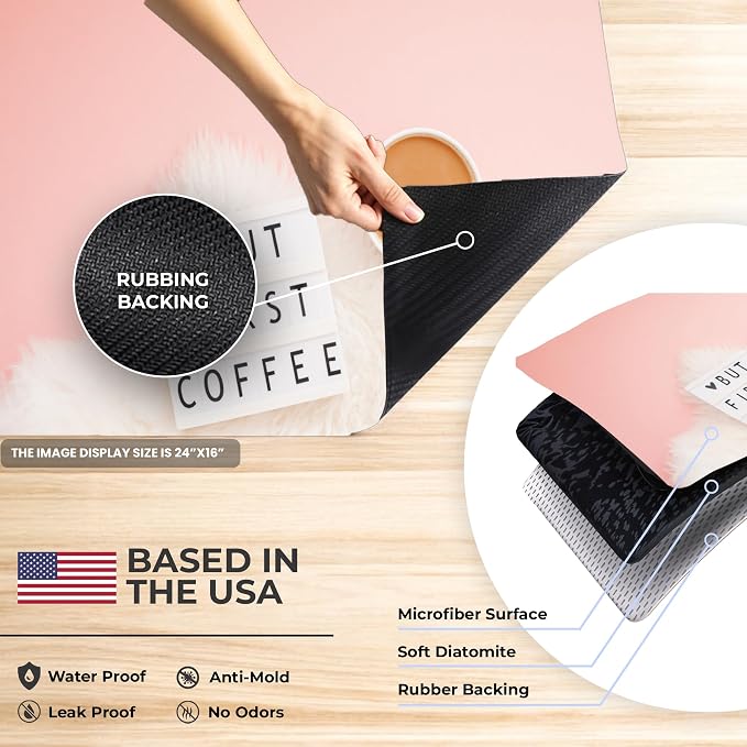 Coffee Mat Super Absorbent – 24" x 16" Dish Drying Mat - Image 2
