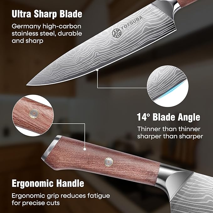 YOTSUBA 3 PCS Japanese Kitchen Knife Set, Razor Sharp High Carbon Stainless - Image 7