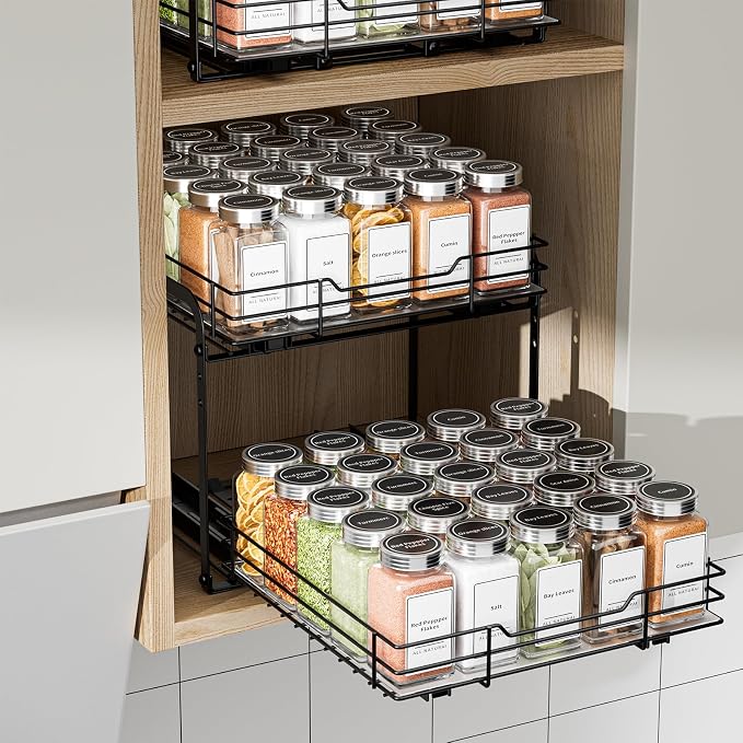 BOIVSHI 2-Tier Spice Rack Organizer, Pull Out Spice Rack - Image 2